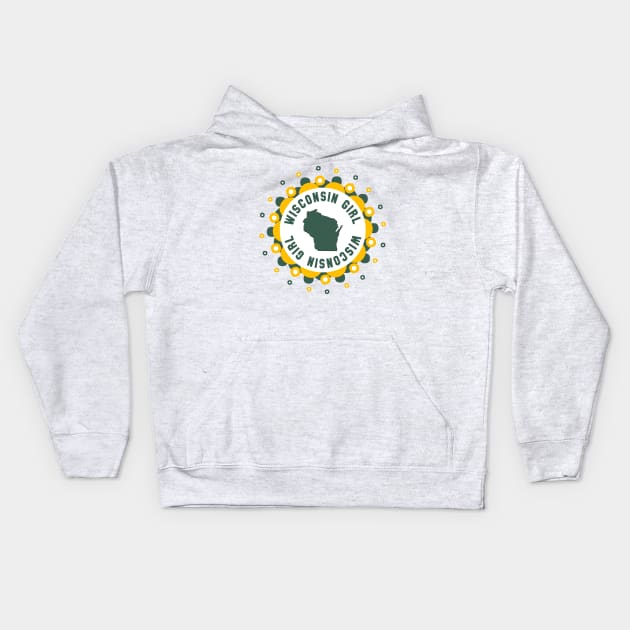 Wisconsin Girl Sunburst Kids Hoodie by HomeGiftShop